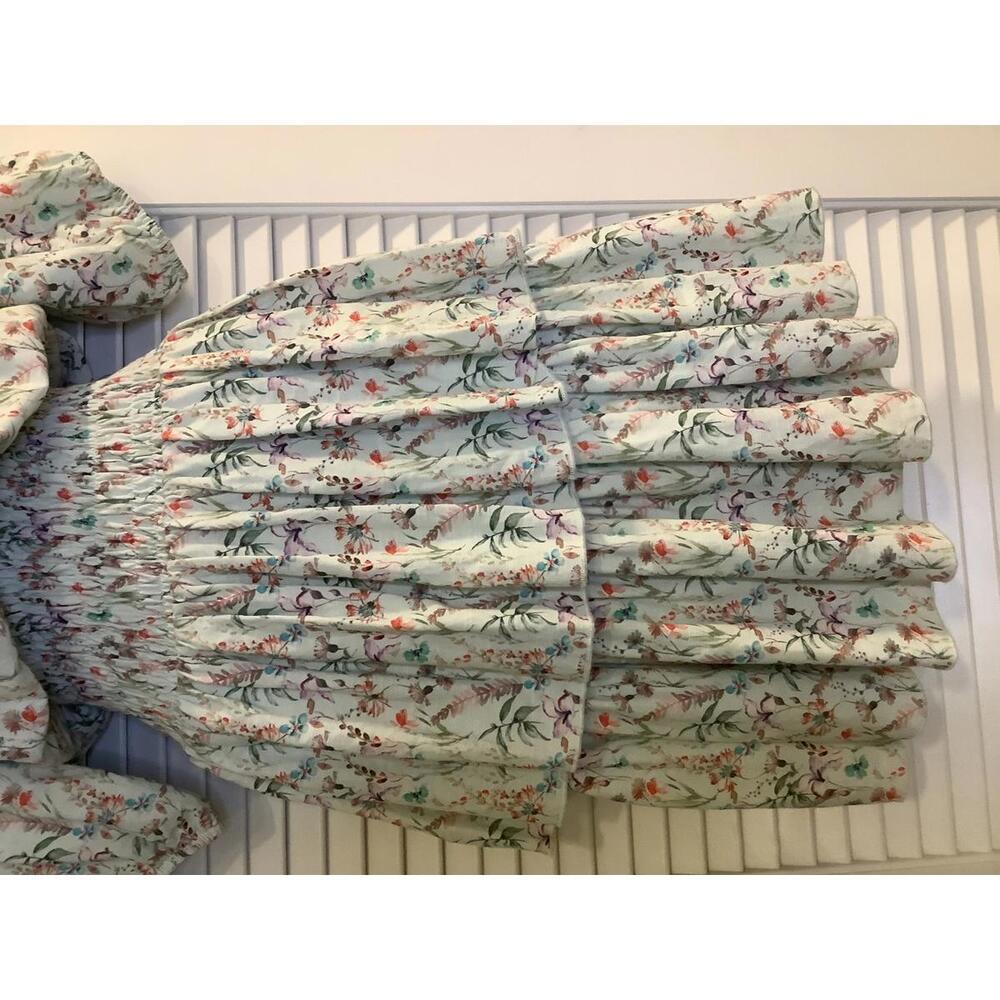 Yakira Bella Tiered Print Dress XL Pale Green Floral Print Flowy Boho - Picture 3 of 4